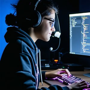 person coding at computer